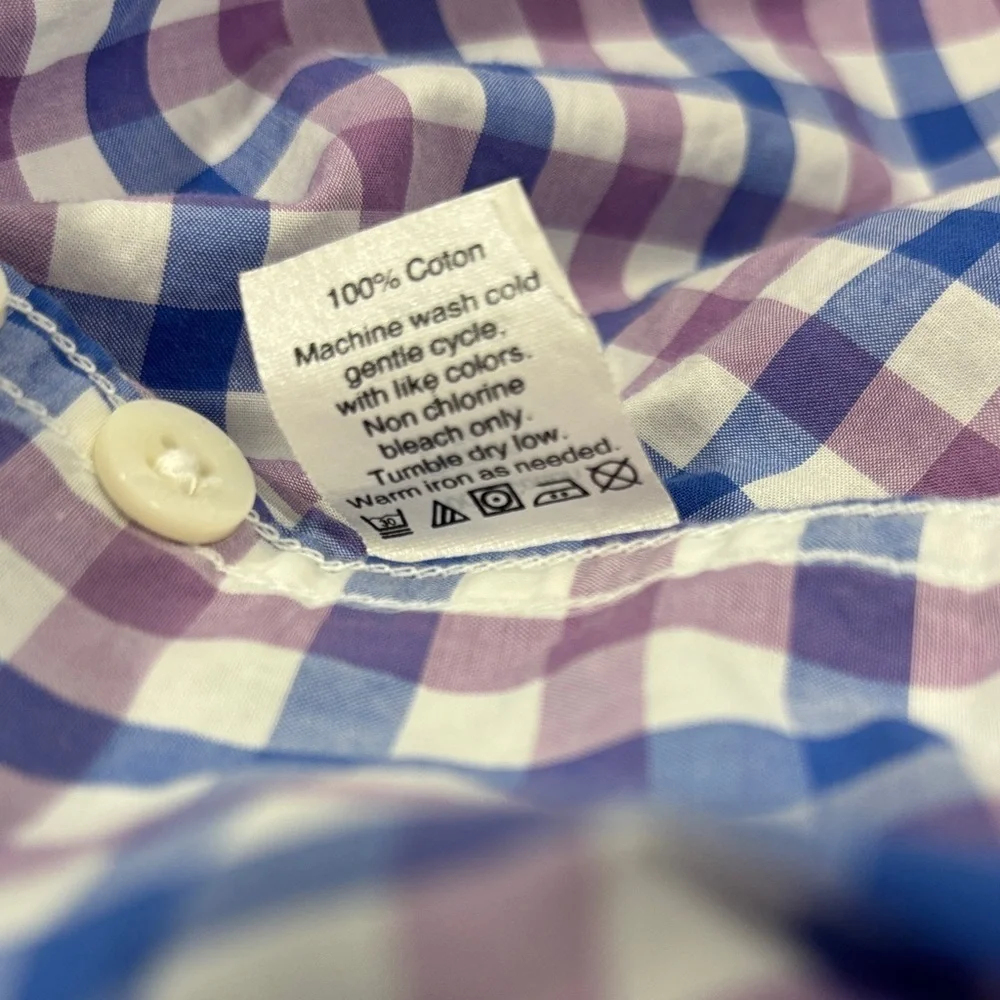 J. Crew Pink, Blue and White Plaid Button Down Shirt